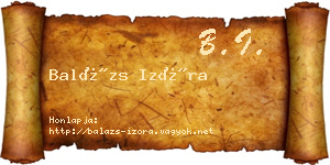 Balázs Izóra névjegykártya